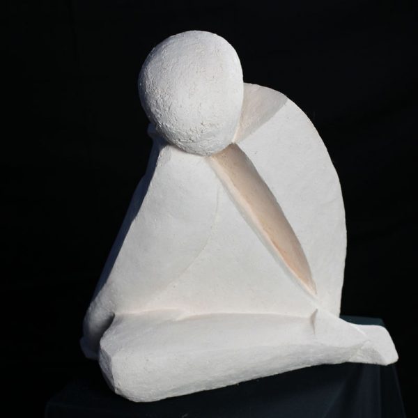 sculpture Delta en terre cuite, au style épuré, vue de profil, Atelier JōHō